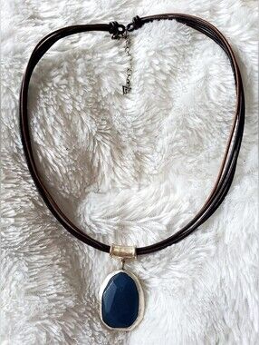 Silpada Sterling Silver Blue Jade Leather Necklace N1783